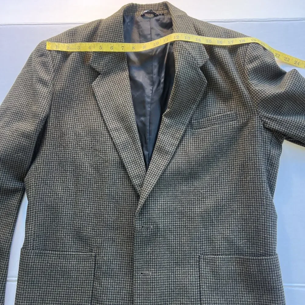 I.N.C. Vintage Houndstooth Olive/ Brown Blazer Sport Coat Retro 90’s 42R Men